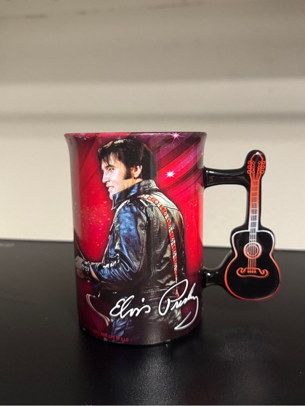 Elvis Presley Red Graphic Ceramic Mug with Guitar Handle